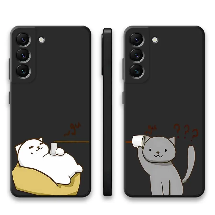 Funda de teléfono con diseño de gato de dibujos animados para Samsung Galaxy A53 A22 A51 A35 A54 A21s A52 A55 A72 A24 A73 A56 A33 A25 A25 A23 A35 - imagen 5