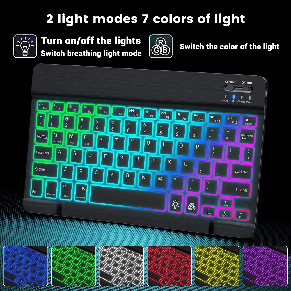 Teclado retroiluminado con Bluetooth, ratón para IOS, Android, Windows, iPad Pro 11 12,9 Air 4 Air 5 10. ° teclado español y hebreo - imagen 5