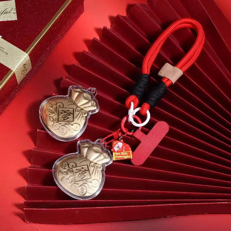 2026 Color dorado Lucky Fu bolso colgante llavero mochila encanto decoración regalo de Año Nuevo cordón para teléfono - imagen 3