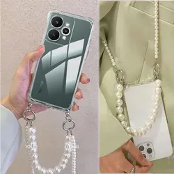 Funda Realme 15 Pro 5G de Silicona con Correa Cruzada de Perlas
