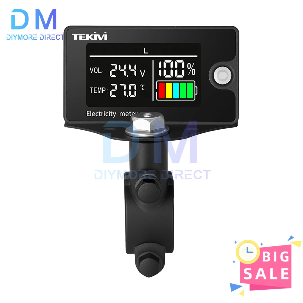 Voltímetro Digital con indicador de capacidad de batería DC 8-100V, medidor de prueba de batería de litio de plomo-ácido LiFePO4 con pantalla de temperatura - imagen 2