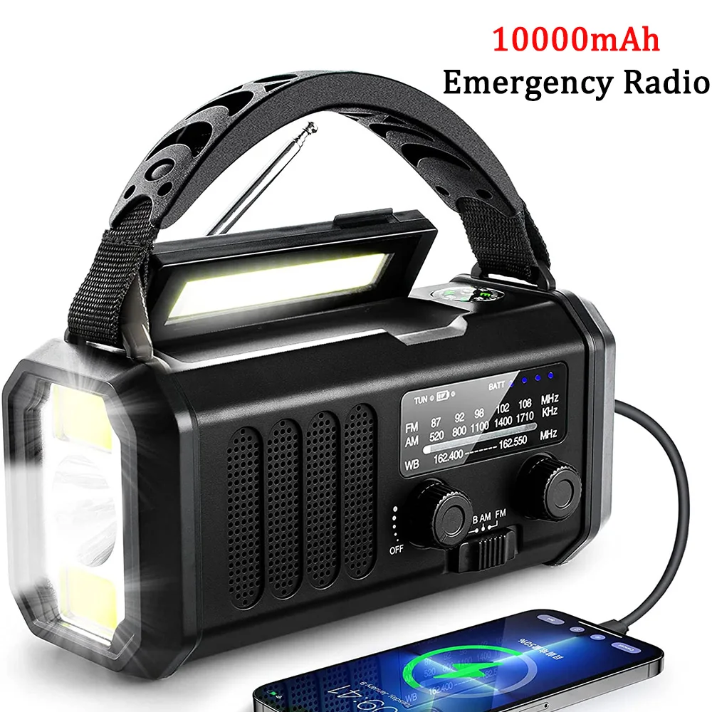 Caliente 10000mAh Radio de emergencia Solar manivela Dinamo Radio AM/FM/NOAA Radios LED linterna SOS alarma banco de energía Dropshipping - imagen 2
