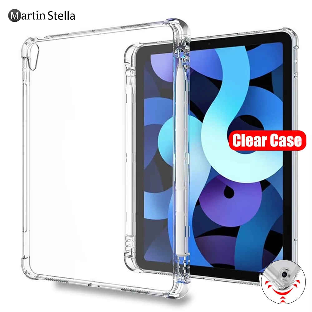 Funda transparente para Ipad Pro 11 12,9 10,5 9,7 9ta generación con funda porta lápices Ipad Mini 6 Air 5 4 3 2 1 10th 8 7 5 funda de Tpu