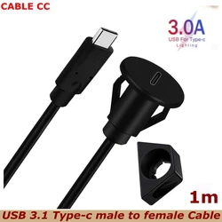 Cable Extensión USB-C Macho-Hembra Empotrado para Vehículos Barcos