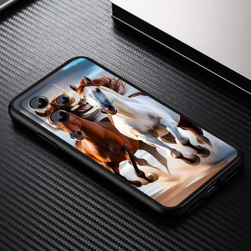 Horse Fierce Cool Art para Xiaomi Redmi Note 13 12R 12 12S Turbo 11 11T 11S 10 10S Pro Plus 5G, funda negra para teléfono - imagen 4