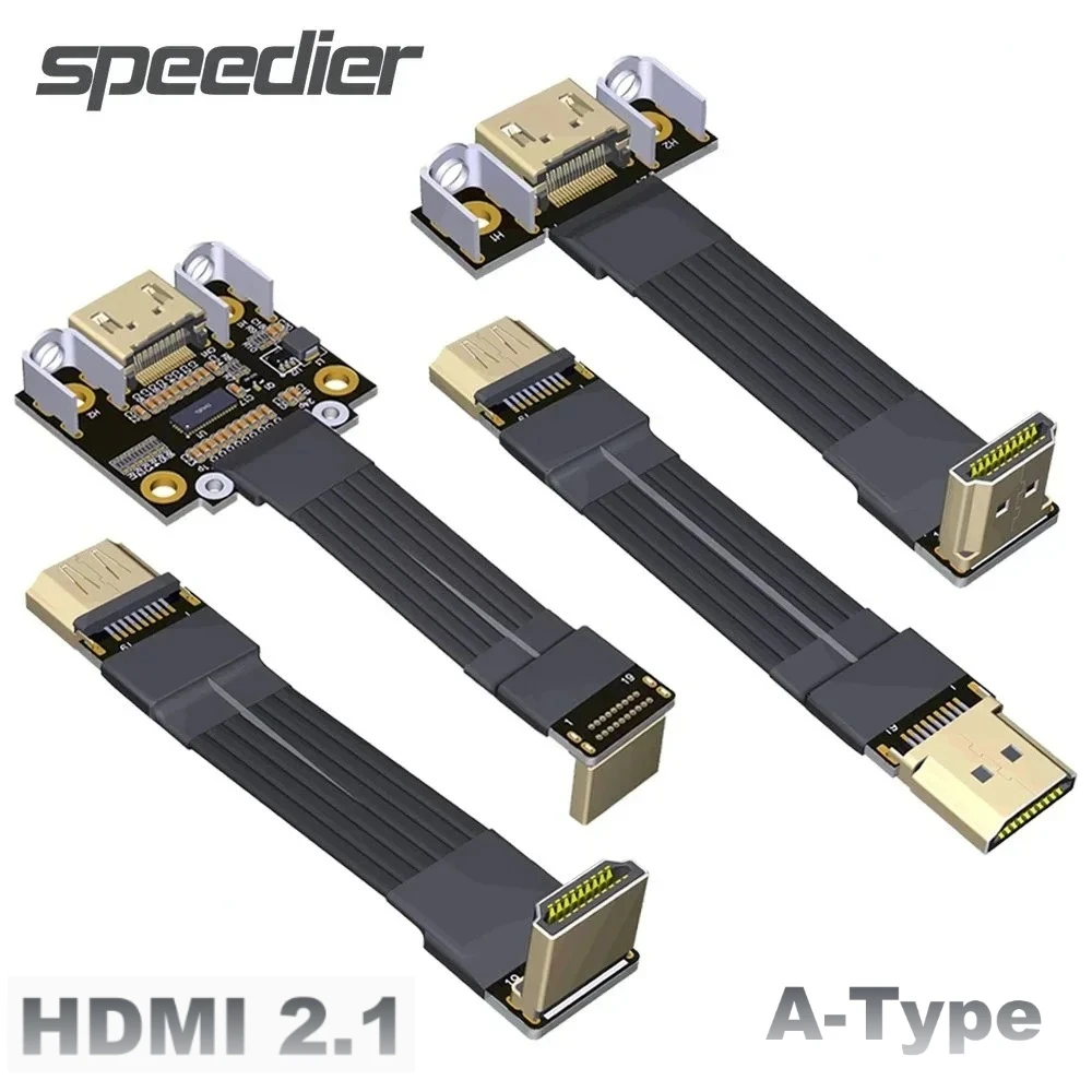Cable de extensión de cinta plana tipo A HD 2,1/2,0 macho a hembra 2K 4K/144Hz FPC FPV GPU HD V2.1 extensor de Audio y vídeo con orificio para tornillo - imagen 2