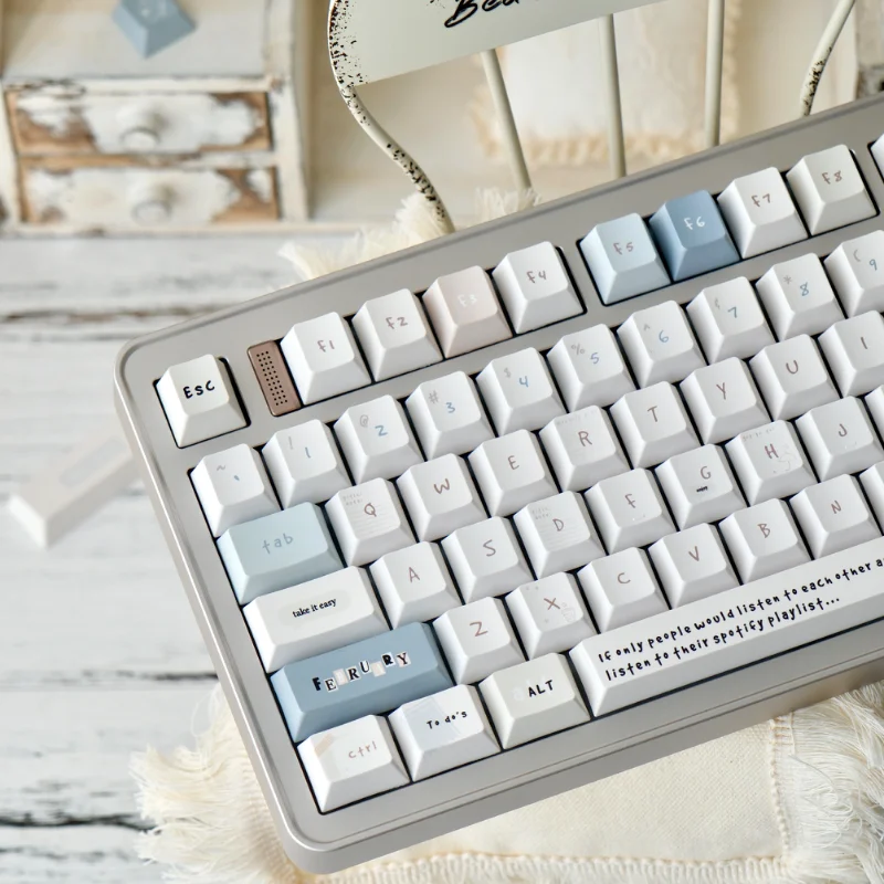 Monologo Keycap Cherry Moa blanco lechoso Ins manual estilo Keycap 138 teclas Simple estilo blanco Alice diseño Iso Layout Keycap - imagen 4