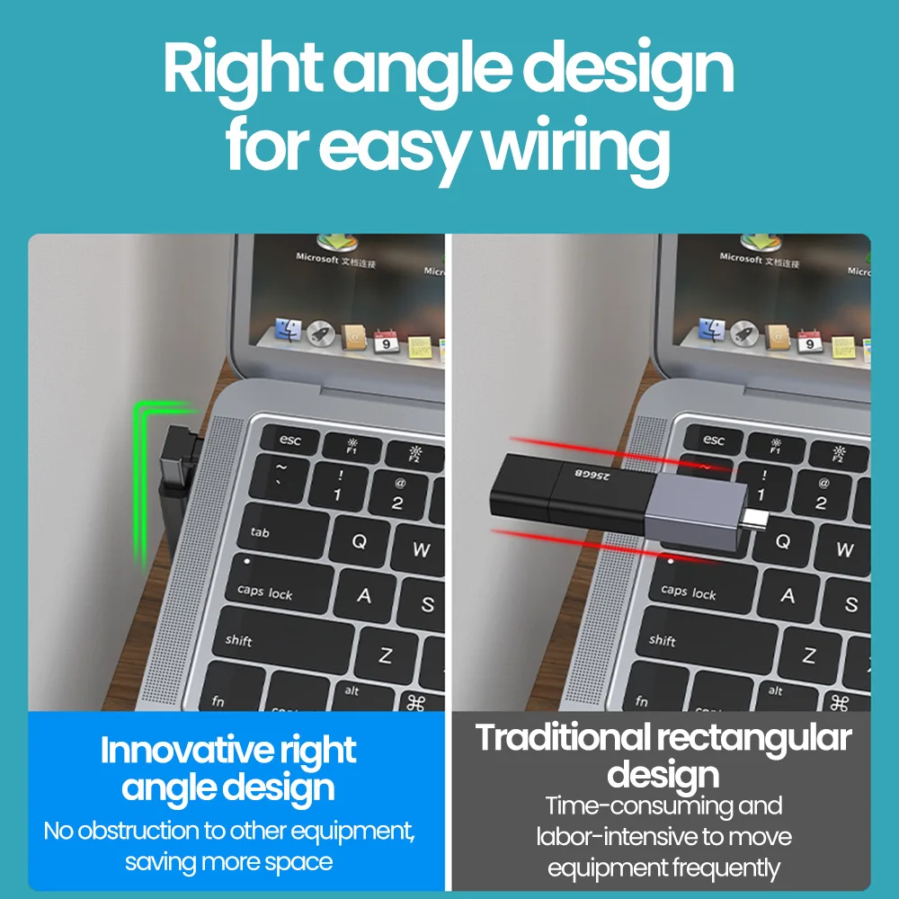 Type C to USB3.0 Adapter Right Angled USB C Extension Connector USB3.0 High Speed Transfer Converter for PC Laptop Accessories - imagen 2