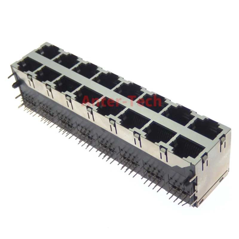 Conector RJ45 PCB Angular 8P8C - 16 Puertos Blindados