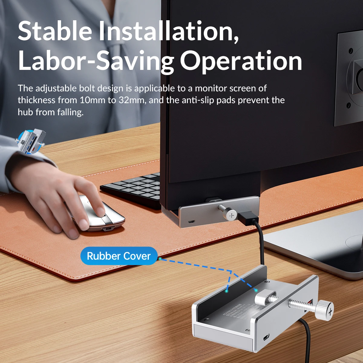 ORICO MH4PU 5GBPS Hub de transmisión de datos de aluminio 4 puertos USB 3,0 Clip HUB con fuente de alimentación de alta velocidad para MAC OS PC - imagen 4