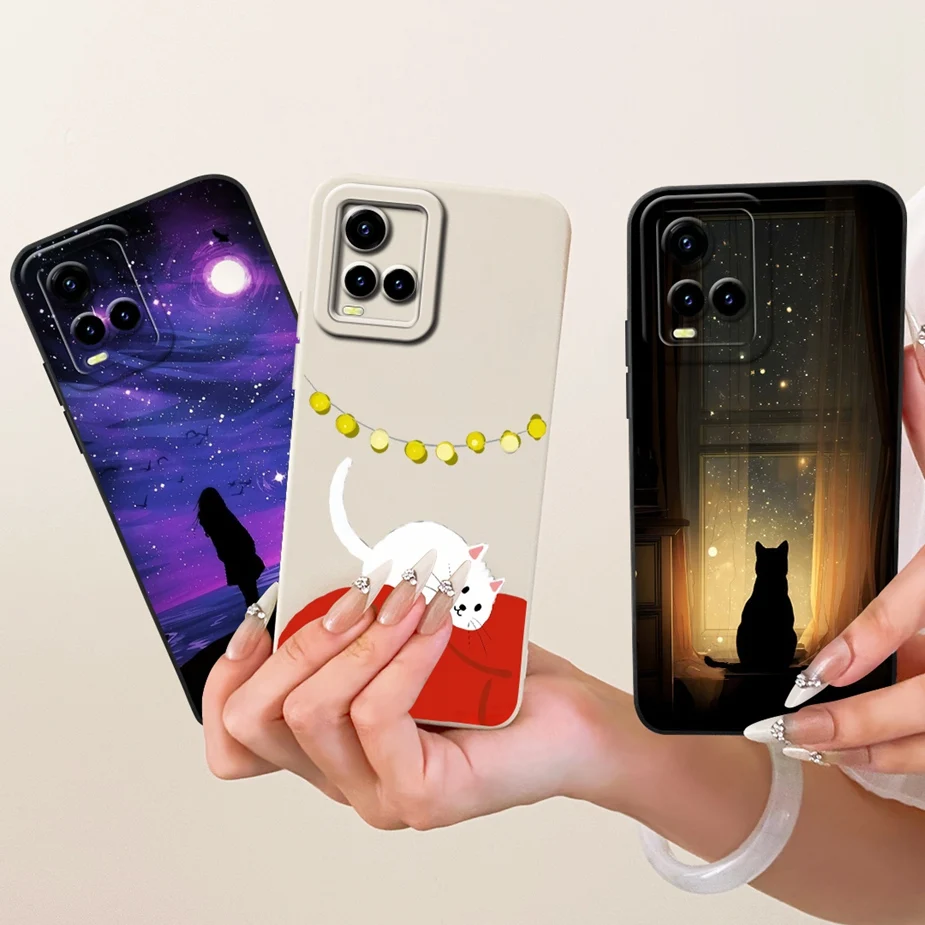 Para Vivo Y33s 4G funda V2109 funda de dibujos animados de gato lindo para Vivo Y21 Y21s Y21e Y21t funda de teléfono suave de TPU para Vivo Y33t Y 33s 4G Fundas