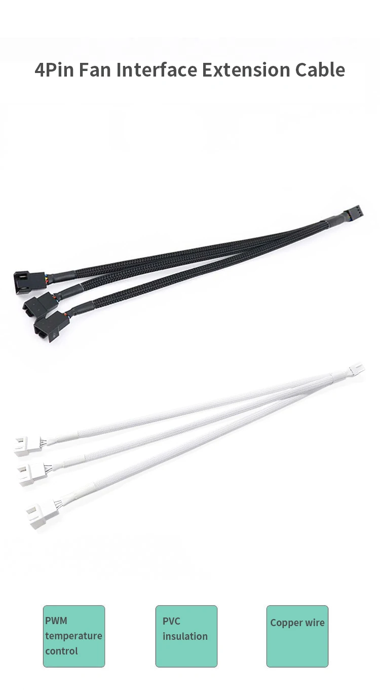 Cable de expansión de ventilador TEUCER PWM, distribuidor de interfaz de placa base de ordenador, divisor de 1 a 1/2/3/4, adecuado para 3 pines y 4 pines - imagen 5