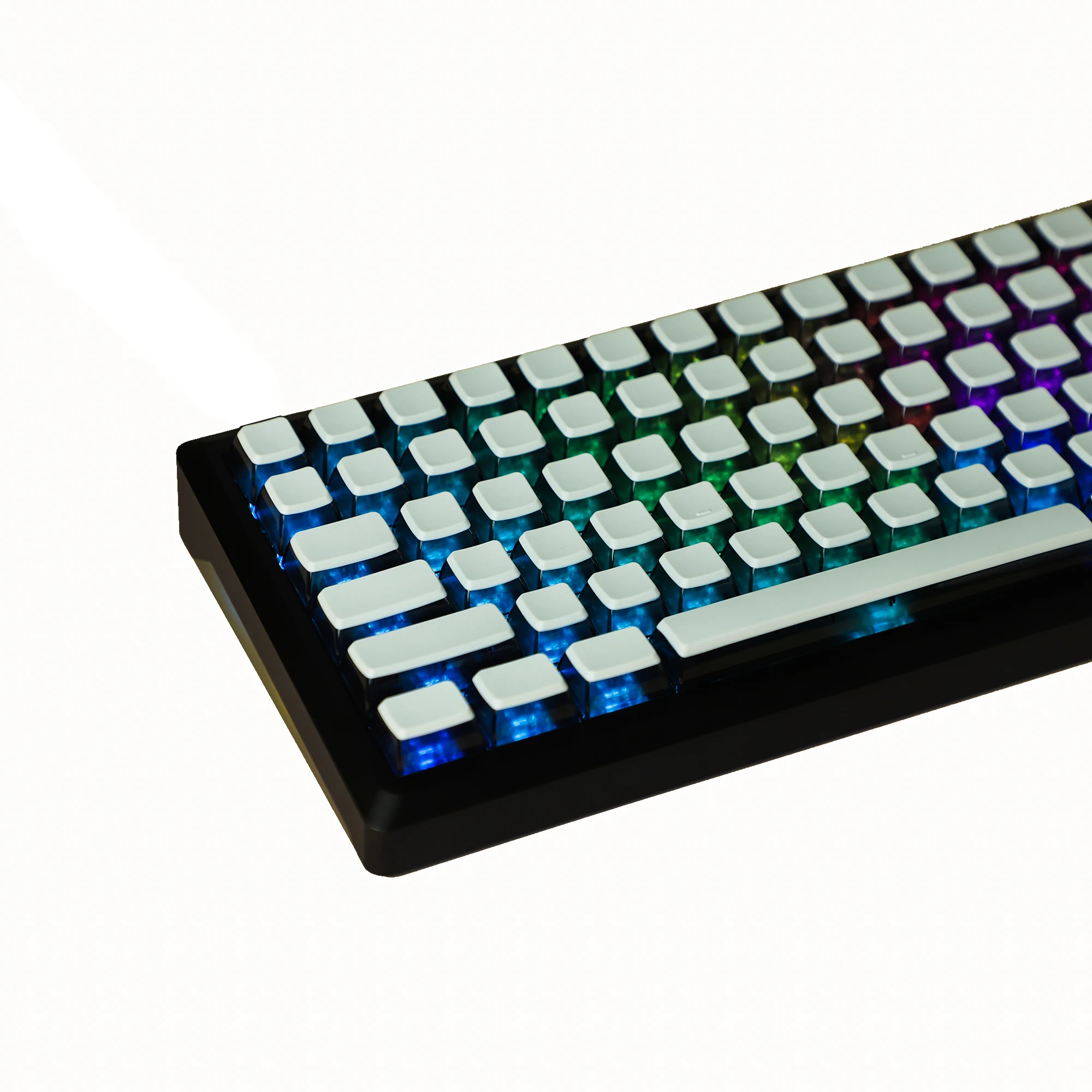 YMDK-teclas en blanco PBT Pudding, teclas ahumadas retroiluminadas, perfil ASA, para teclado mecánico MX 116, 96, 87, 84, 68, 104 teclas