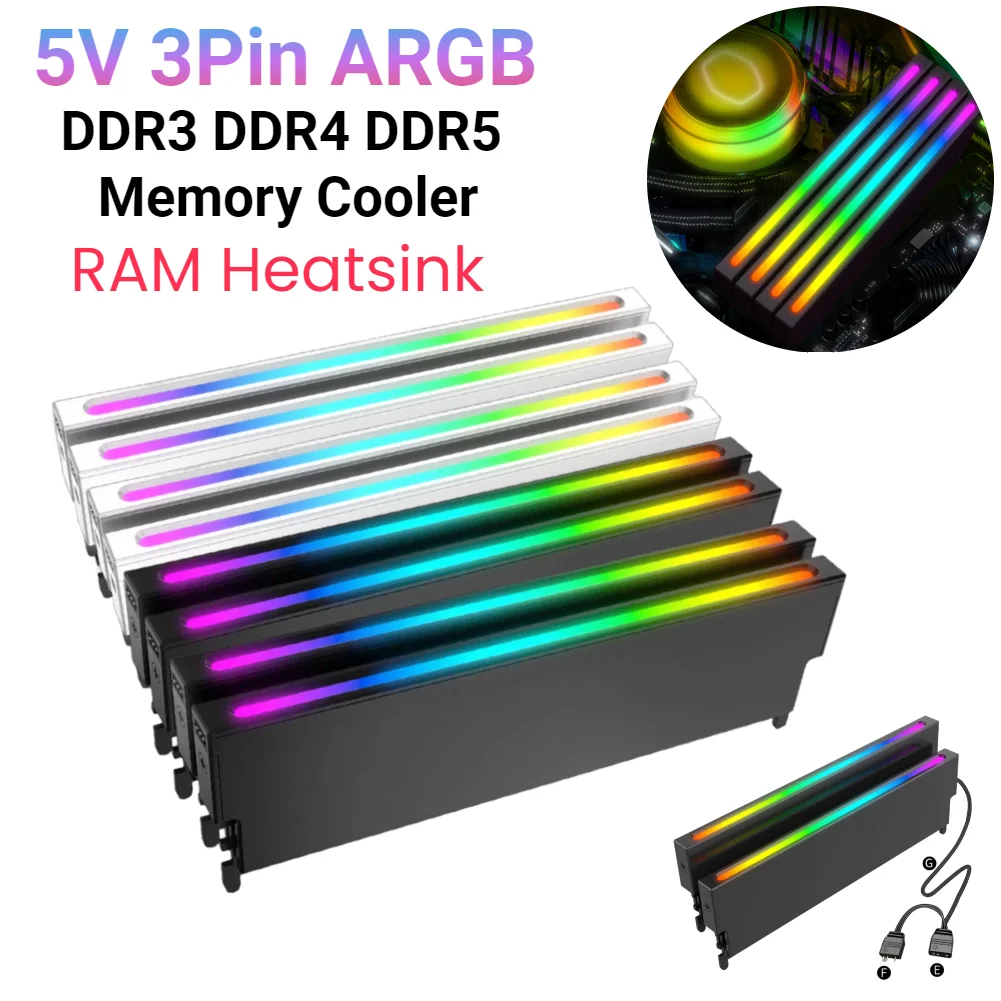 Módulo de memoria enfriador de 5V, 3 pines, ARGB AURA Sync, disipador de calor, radiador DDR3, DDR4, DDR5, esparcidor de calor para memoria RAM de PC de escritorio