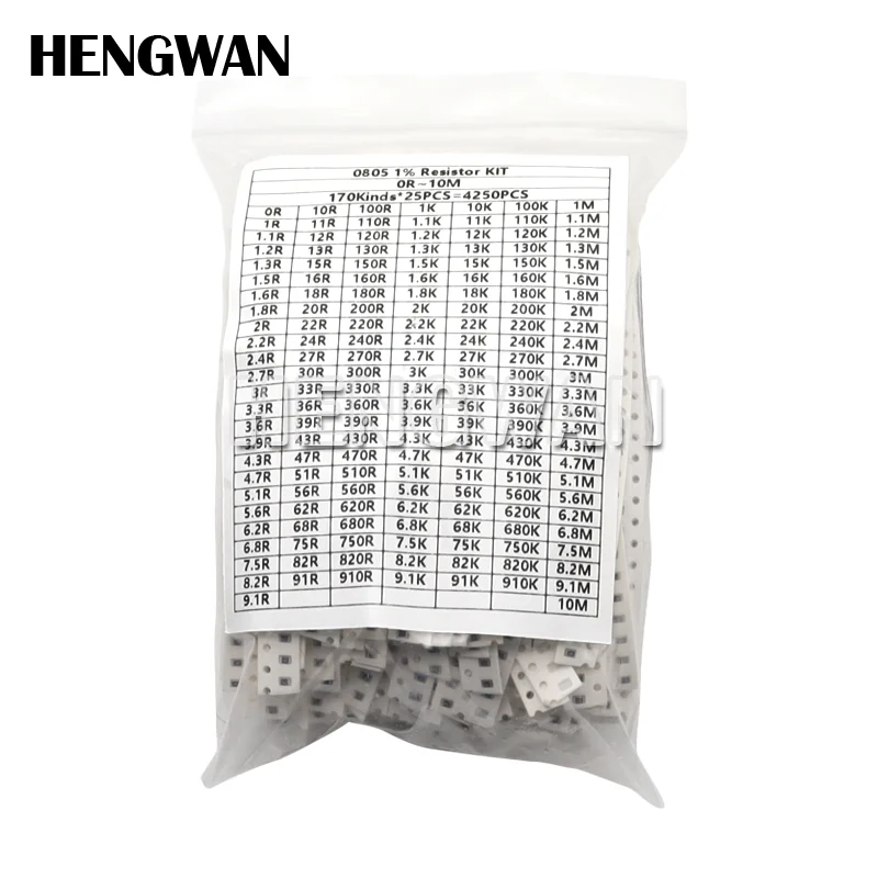 5% 170 valores 0402 0603 0805 1206 Kit surtido de resistencias de chip SMD 0R - Juego de muestras de resistencia de 10M ohmios - imagen 5