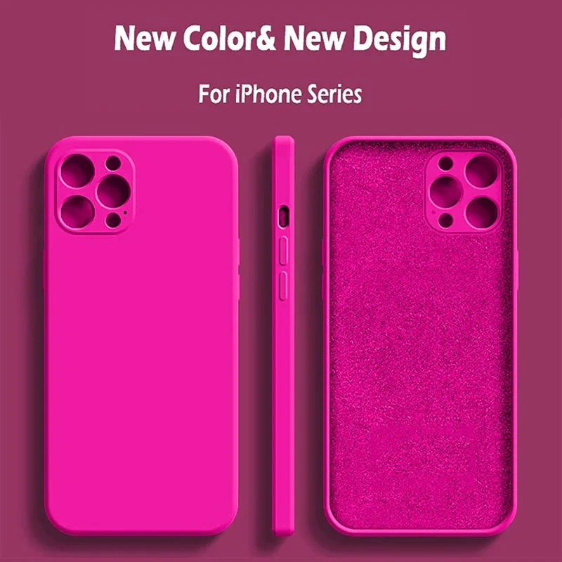 Nueva funda de silicona líquida para iPhone 14 11 13 12 Pro Max Mini Plus X XR XS 7 8 SE 2022 carcasa protectora trasera - imagen 4