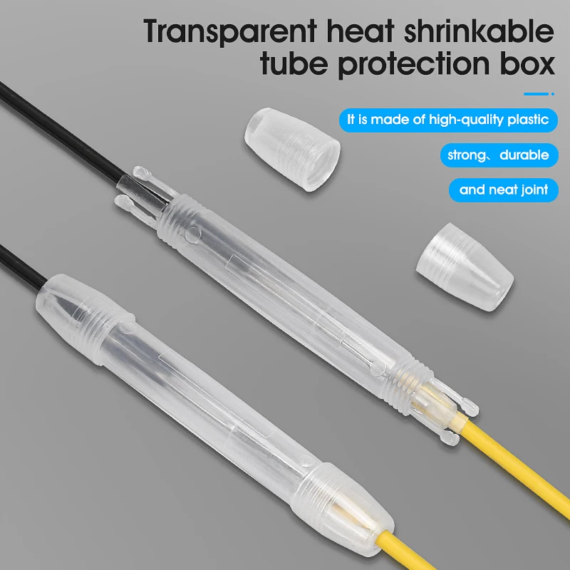Caja de protección de fusión de fibra óptica transparente, 100 Uds., soldadura termofusible de fibra óptica, caja de protección de tubos termorretráctiles FTTH