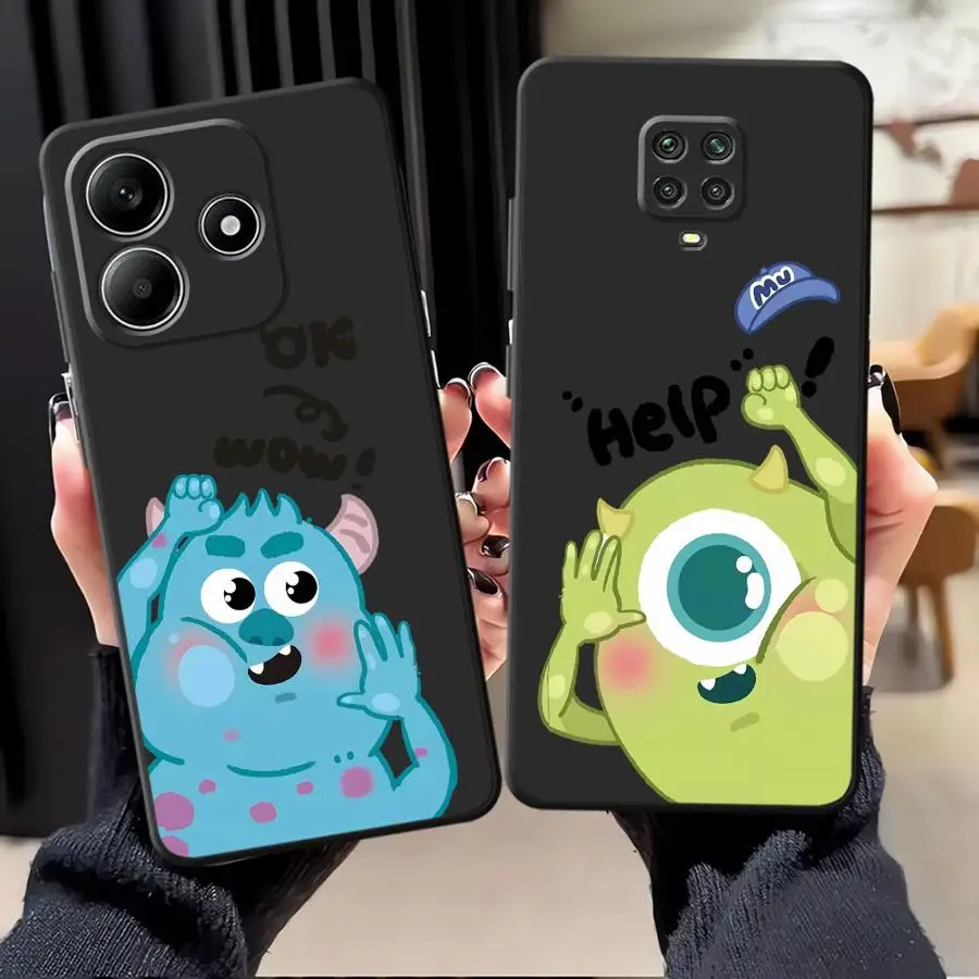 Funda para Xiaomi Redmi Note 9S 7 8 10S 11s 13 14 Pro Plus 12s 9 10 11 12 Pro cubierta de teléfono suave negra dibujos animados Disney Monsters Inc