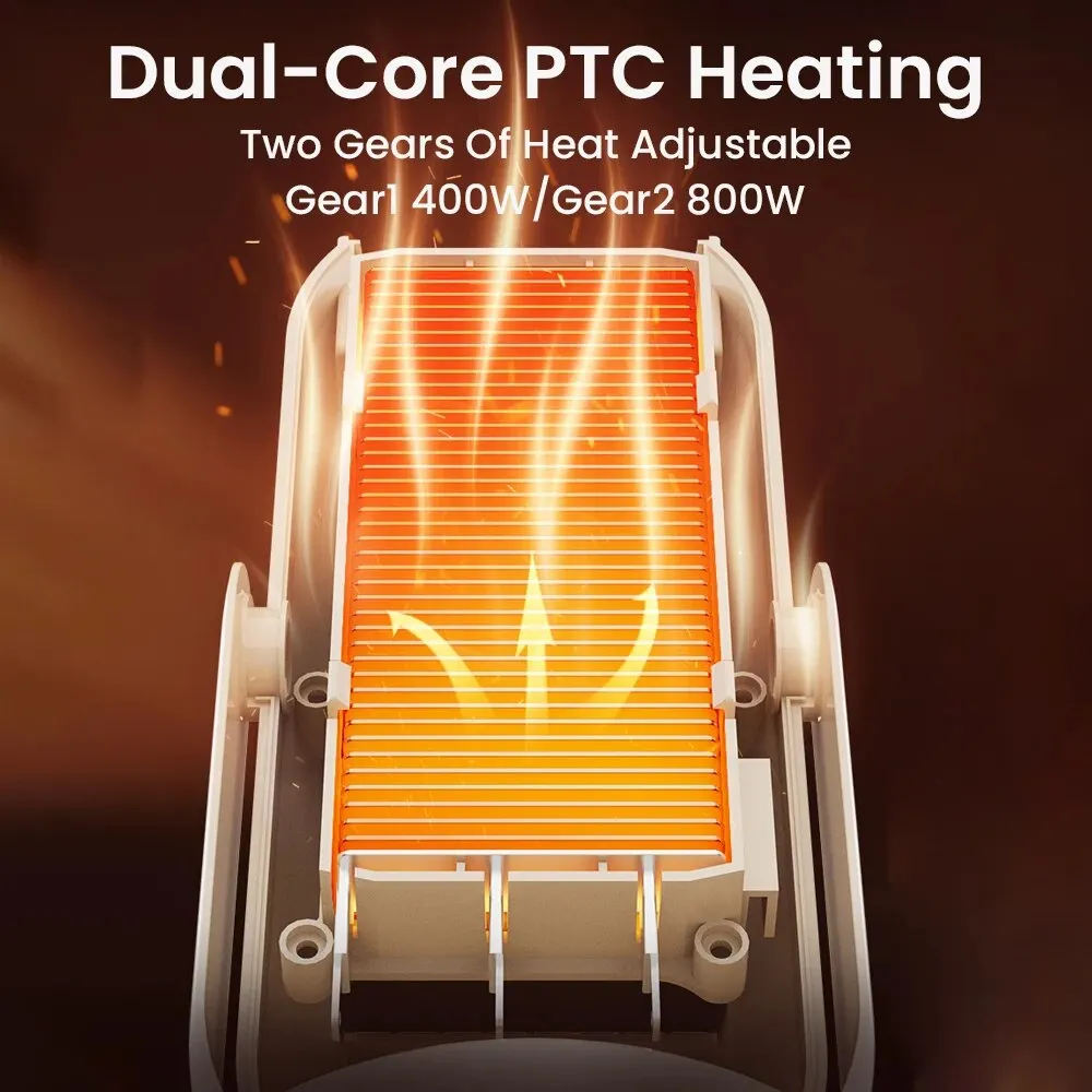 Calentador de espacio de cerámica PTC portátil con termostato, calentador eléctrico para oficina interior, escritorio y uso doméstico, sacudida de cabeza de 90 ° - imagen 5