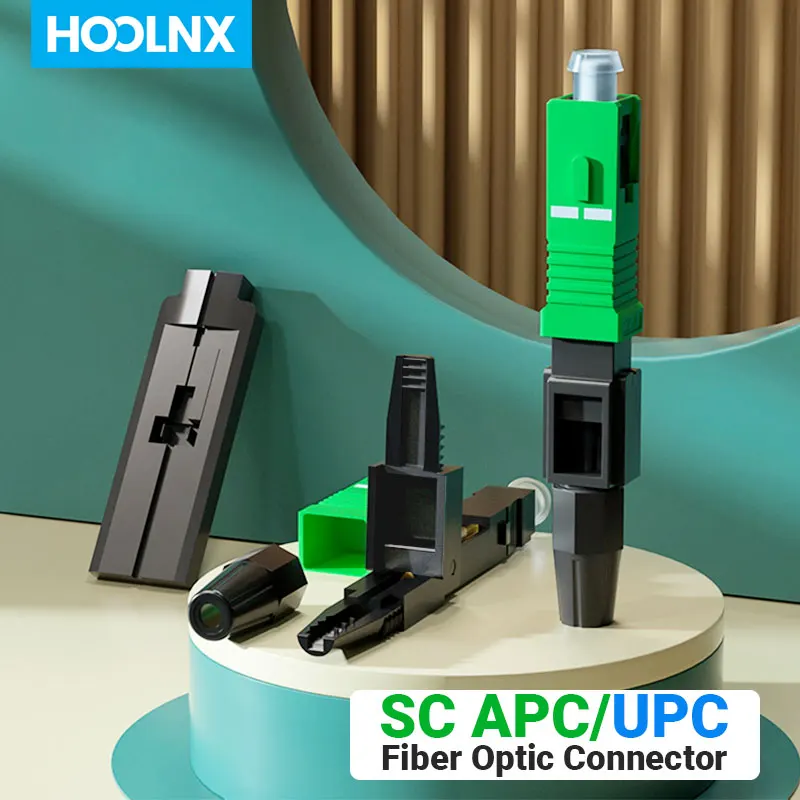 Conector rápido de fibra óptica HOOLNX, adaptador de conector rápido SC UPC APC monomodo para cable de fibra óptica SM FTTH de 9/125um