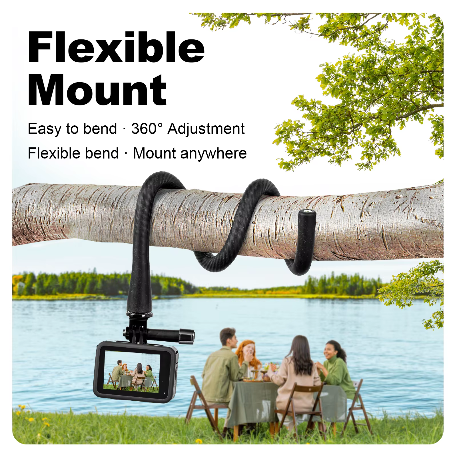 TELESIN Mini Soporte Flexible – Trípode y Clip para Cámara Acción - imagen 4