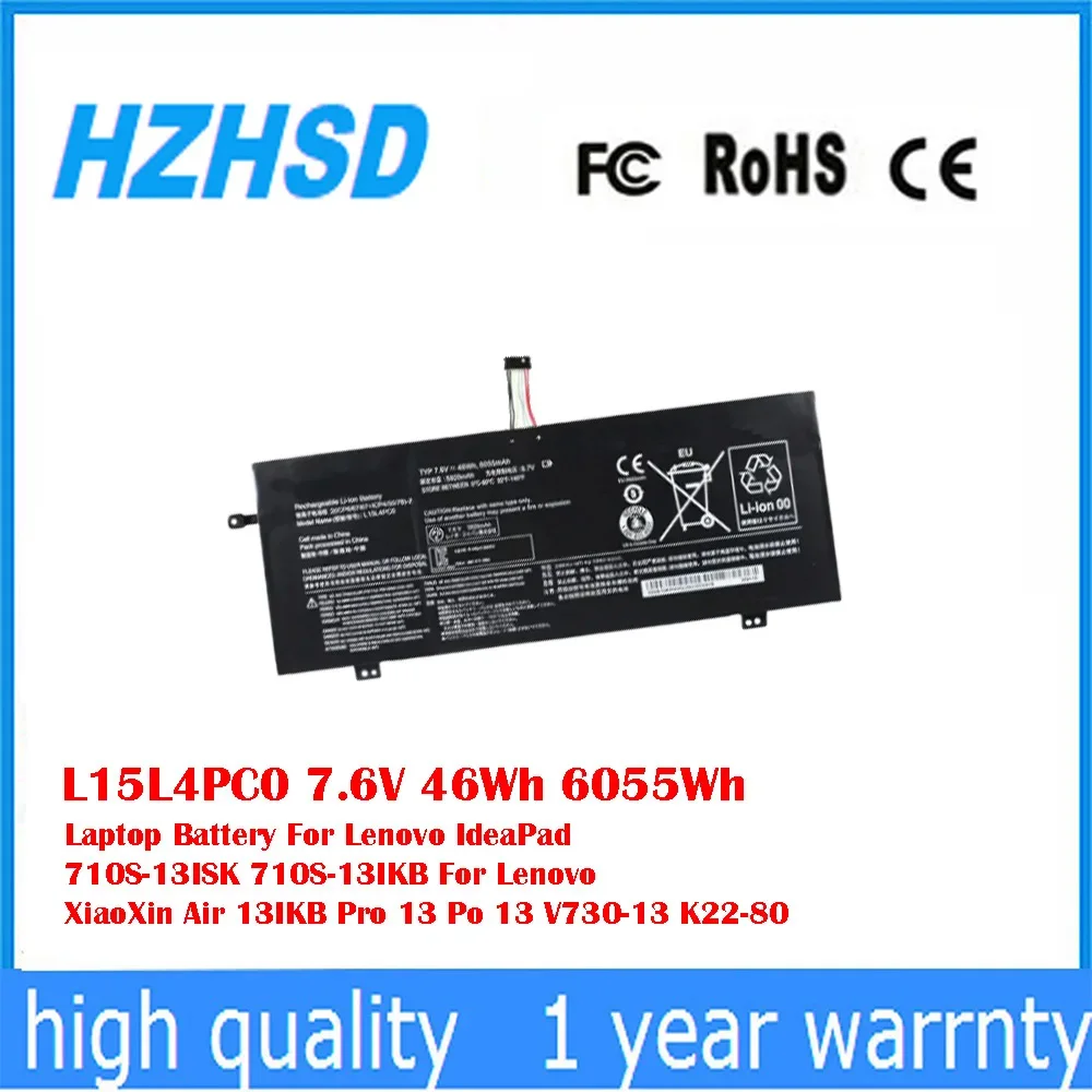 L15L4PC0 7,6 V 46Wh 6055Wh batería del ordenador portátil para Lenovo IdeaPad 710S-13ISK 710S-13IKB para Lenovo XiaoXin Air 13IKB Pro 13 Po 13