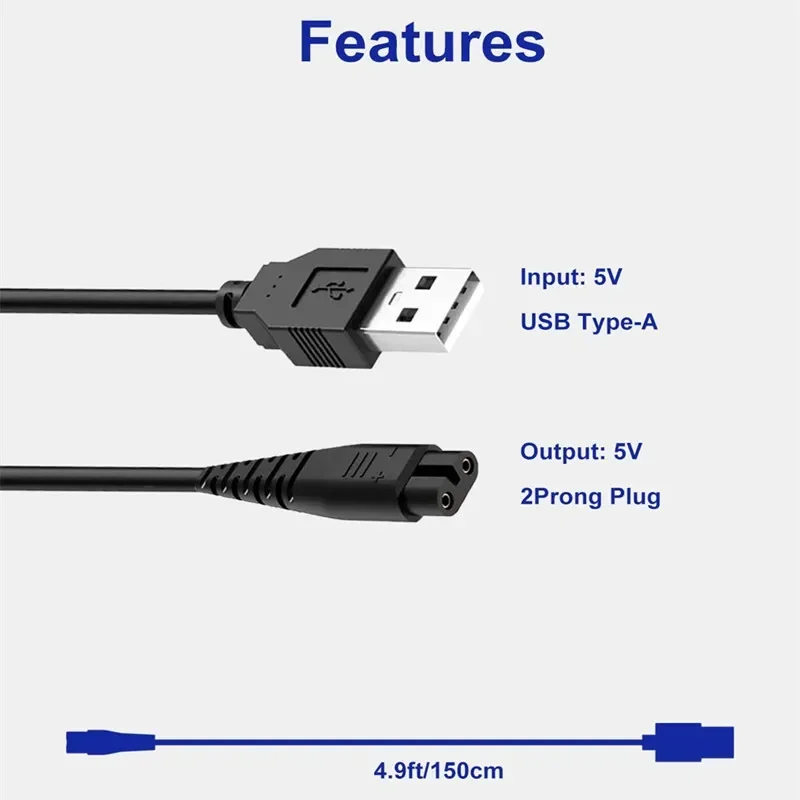 Cable de carga USB de 1,5 m Compatible con cortadora de pelo Hatteker, cargador de 5V para Afeitadora eléctrica RFC-598 RFC-588 RFC-690 RSCX-7568 - imagen 5