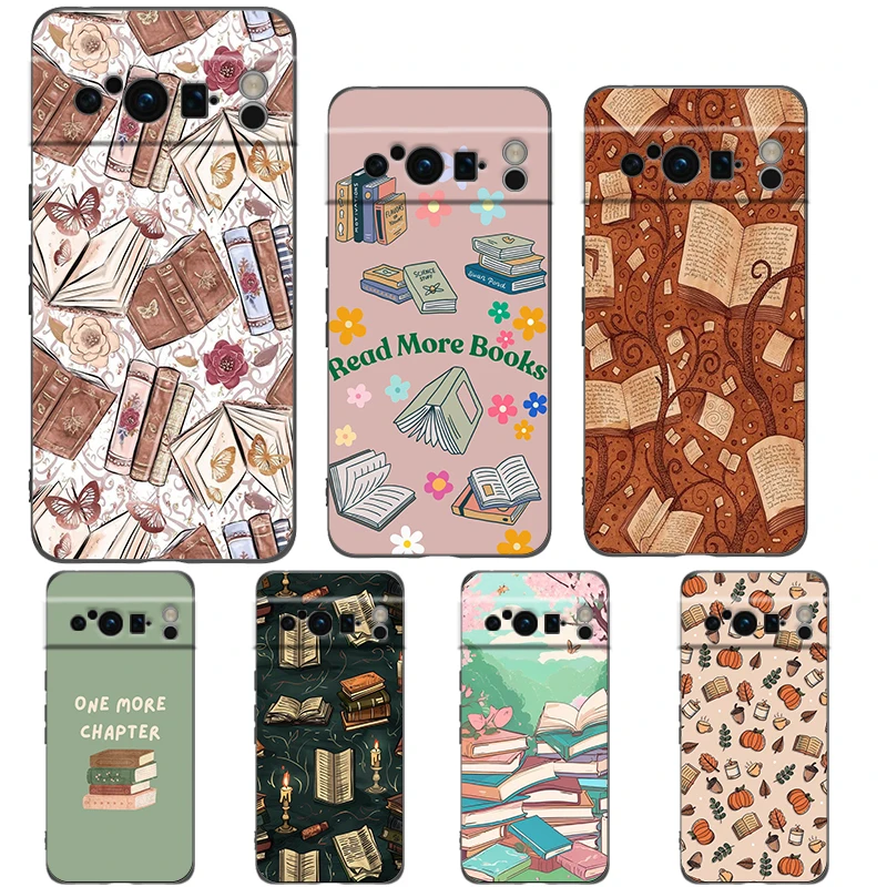 Para Google Pixel 10 Pro funda de teléfono Pixel 9 Pro XL TPU funda Pixel 8 Pro 9A 8A 7A 7 6A 6 Pro cubierta suave divertido libro gusanos