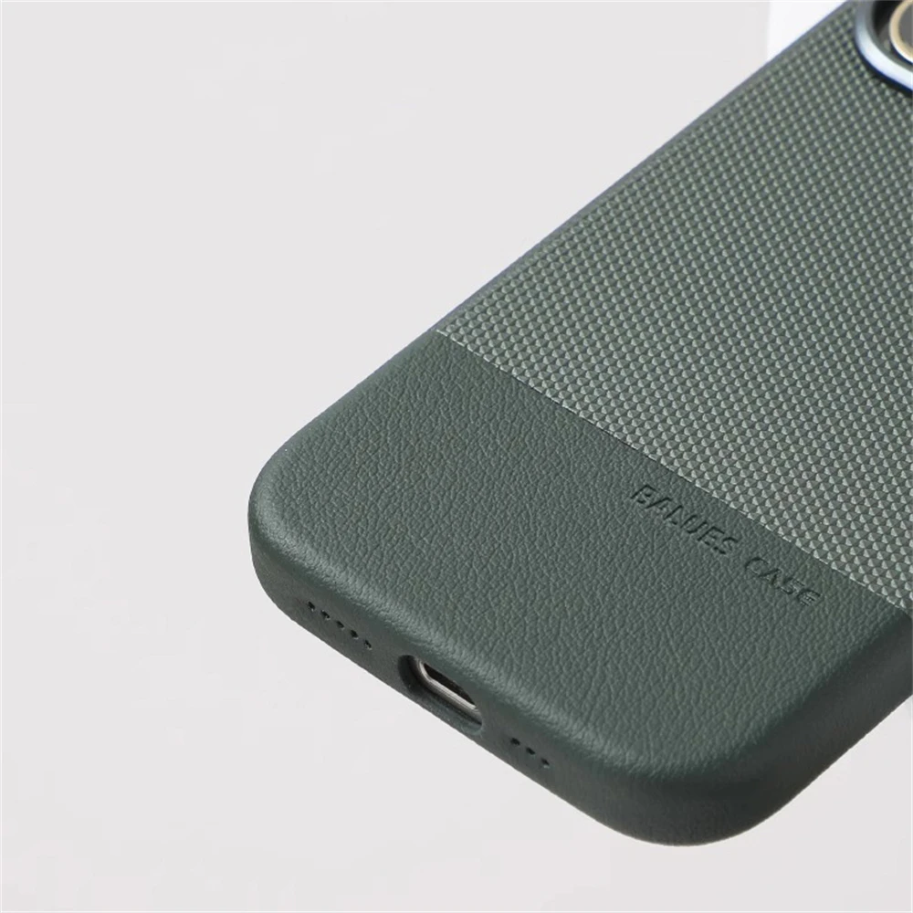 Funda magnética de cuero con relieve de Color para iPhone 17 Air 16 15 14 13 Pro Max MagSafe, cubierta de lente de aleación a prueba de golpes - imagen 5