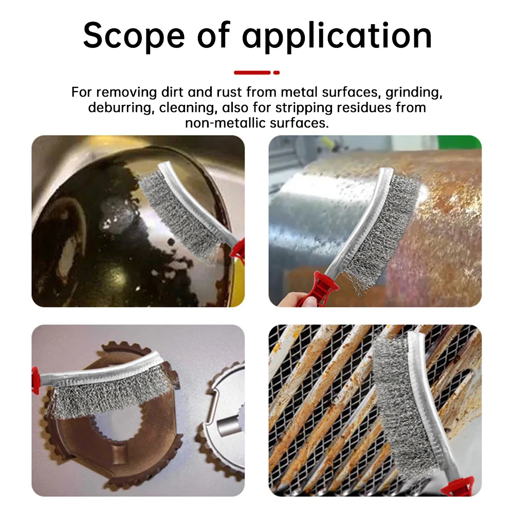 Cepillo de Metal para óxido, herramientas de limpieza de alambre chapado en cobre de acero inoxidable, descontaminación, molienda, desbarbado, cepillo multifuncional - imagen 5