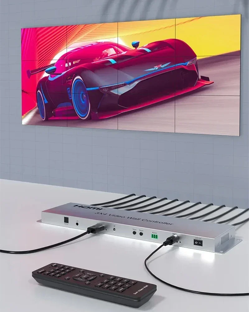 Controlador de pared de vídeo HDMI 3x4, 2x2 2x3 2x4 3x3 3x4 2x5 2x6 1x3 1x4 1x5 4 6 8 9 12, procesador de empalme de múltiples monitores, empalmador de TV - imagen 5
