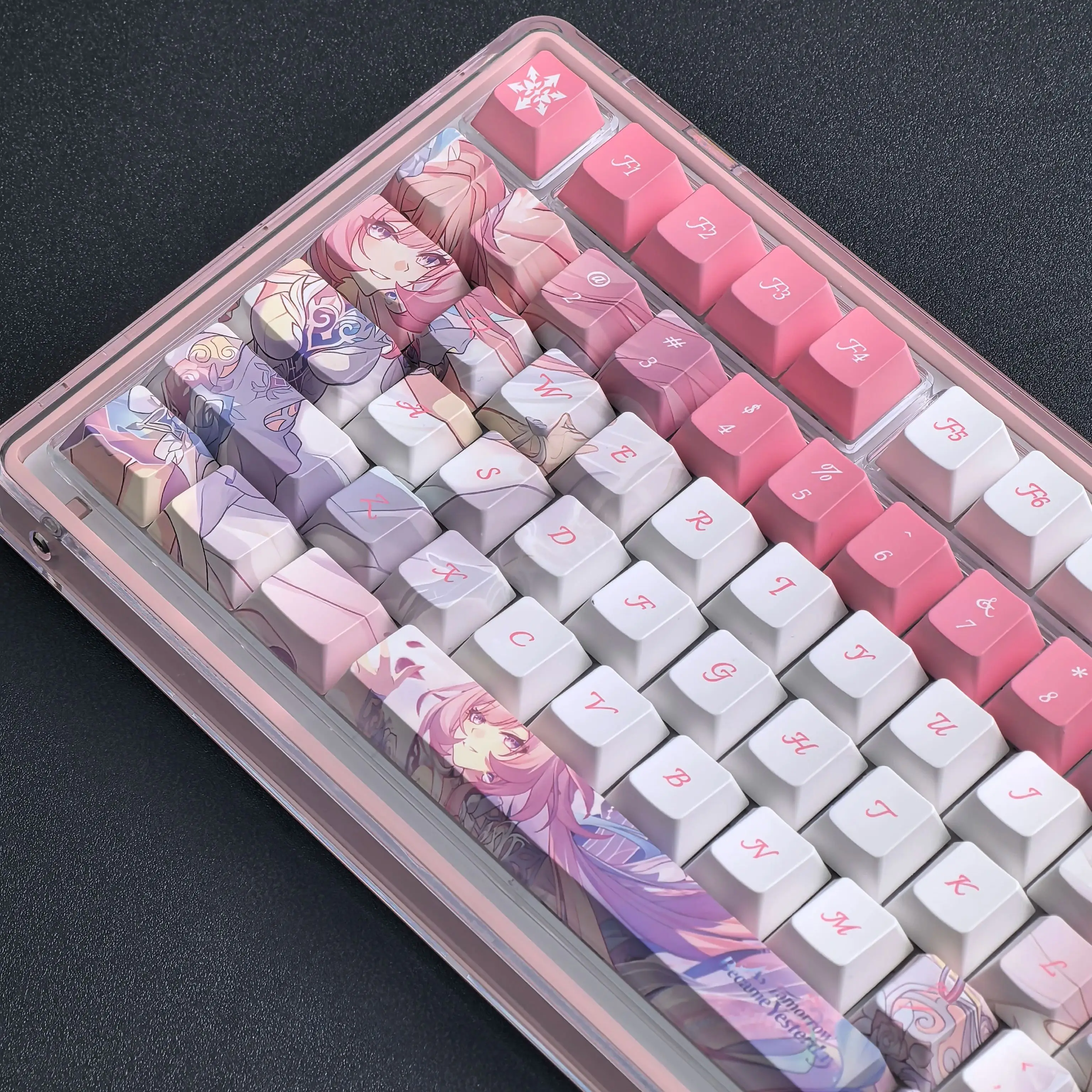 MAIMOOO Honkai Cyrene teclas Pink Cherry Pbt Anime/Manga estilo Aulaf75/F99 teclas de teclado personalizadas 124 teclas - imagen 3