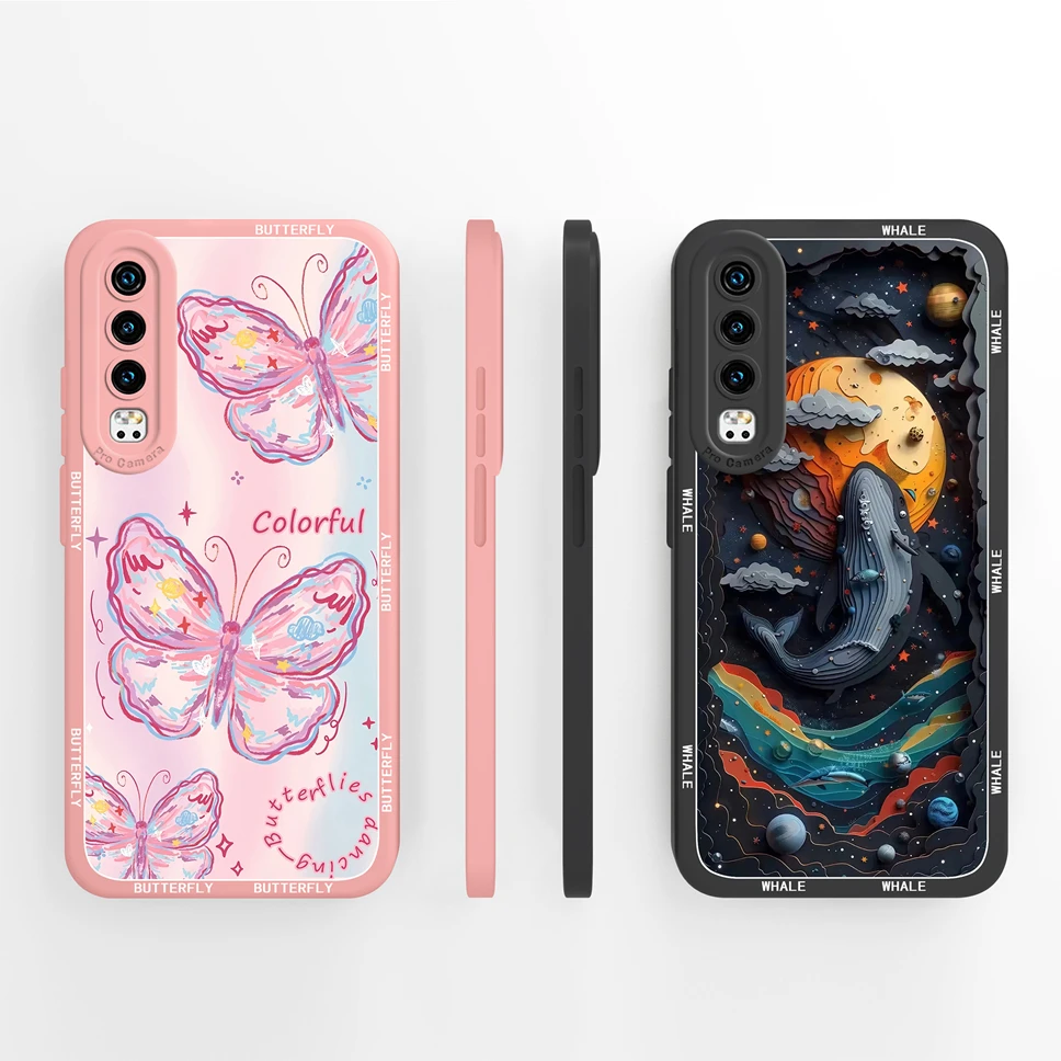 Para Huawei P30 Pro P30 Lite funda de teléfono encantador gato flores suave carcasa de silicona líquida para Huawei P 30 Anti caída Capa de alta calidad - imagen 2