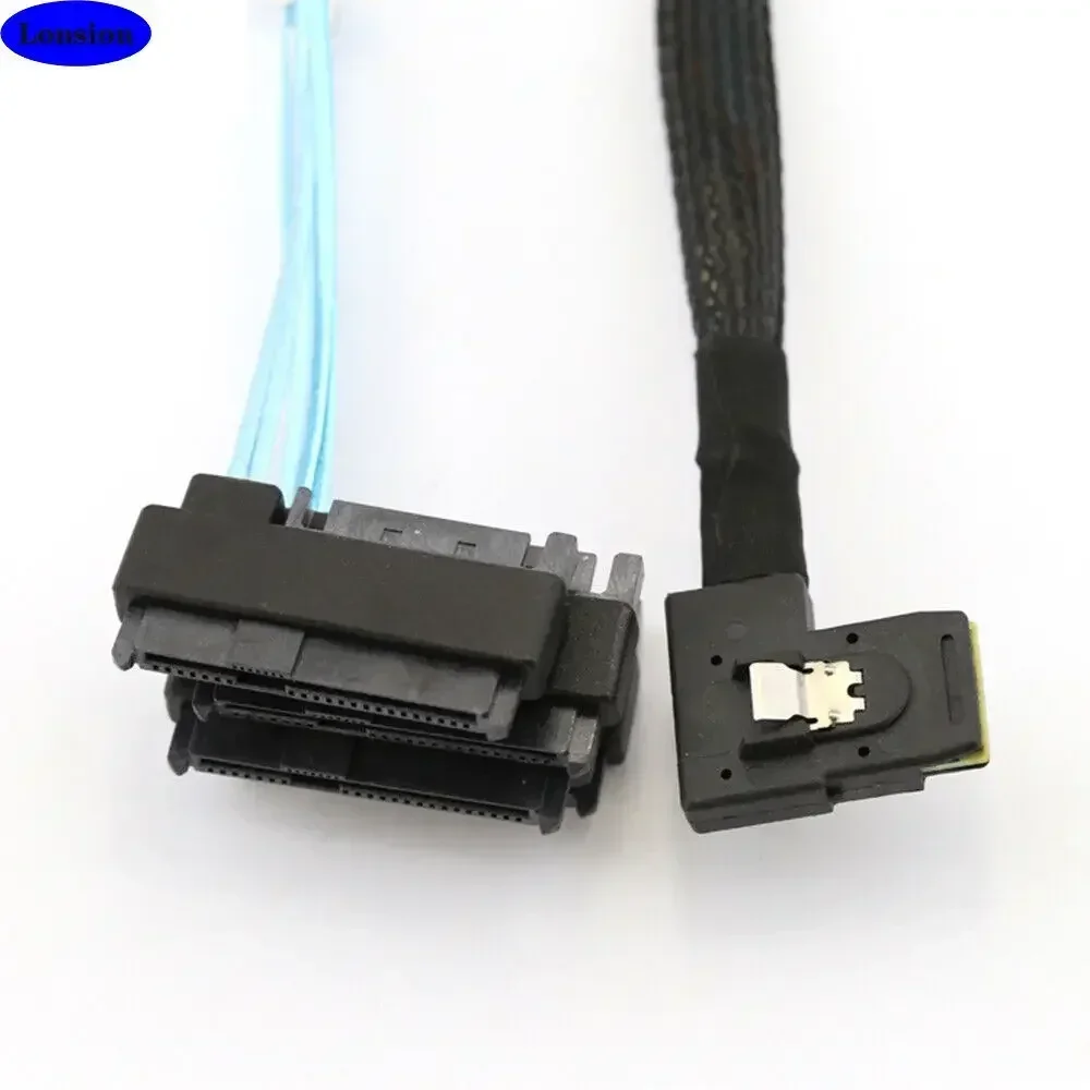 Cable de disco duro Mini SAS SFF-8087 de ángulo recto a 4 puertos SAS SFF-8482 HDD de intercambio en caliente para servidor/almacenamiento - imagen 3
