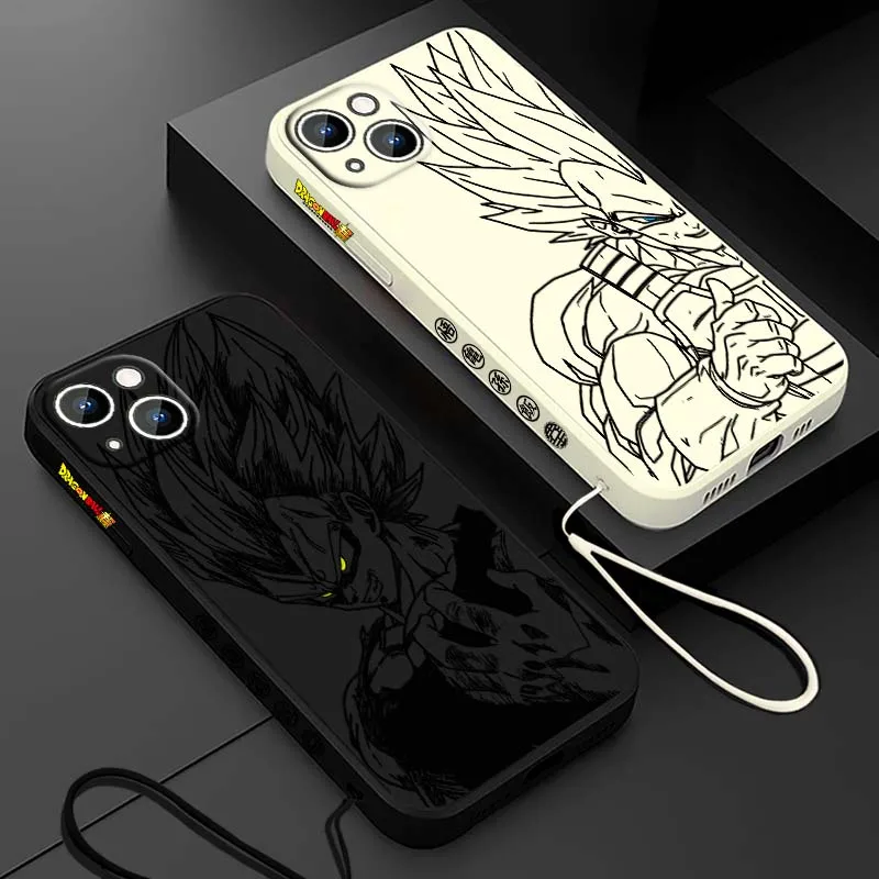 D-Dragon Ball Vegeta Saiyan para Apple iPhone 17 16 15 14 13 12 11 Air Mini Plus Pro Max cubierta de la caja del teléfono de la cuerda izquierda líquida