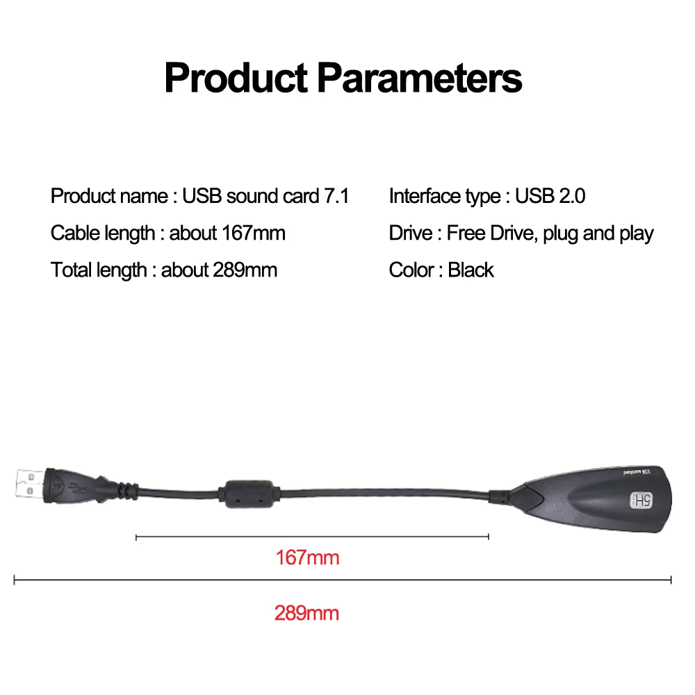 Tarjeta de sonido USB externa 3D 7,1 para auriculares, altavoces, ordenador portátil, PC con adaptador de interfaz de Audio de 3,5mm - imagen 3