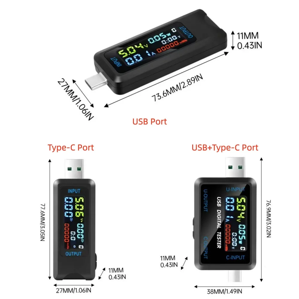 Voltímetro y amperímetro con pantalla digital DC 4,5–36V 0–8A con interfaz USB del probador de capacidad de la batería y interfaz tipo C - imagen 3