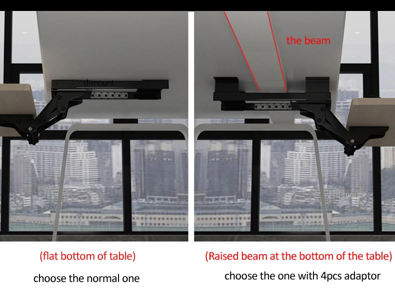 Soporte de montaje de placa de teclado ergonómico debajo del escritorio DL-DA4 con bandeja para alfombrilla de ratón, soporte de altura ajustable, rotación de inclinación - imagen 5
