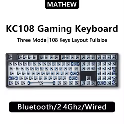 KC108 Teclado mecánico de tres modos Barebone cubierta superior magnética 108 teclas tamaño completo intercambio en caliente teclado para juegos RGB Kit DIY
