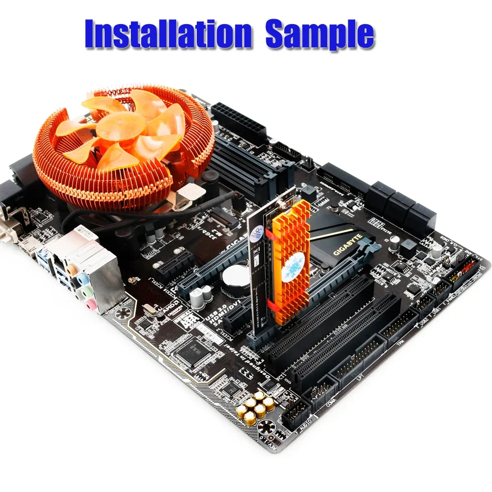 Adaptador PCI Express M.2 SSD, adaptador PCIE de refrigeración Led M.2 NVMe SSD NGFF a PCIE 3,0 X4, tarjeta elevadora, compatible con llave M 2230-2280 M2 SSD - imagen 5