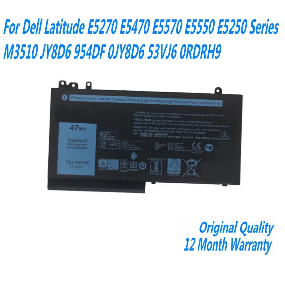 NGGX5-batería para portátil Dell Latitude E5270 E5470 E5570 E5550 E5250 Series M3510 JY8D6 954DF 0JY8D6 53VJ6 0RDRH9 47wh, nueva
