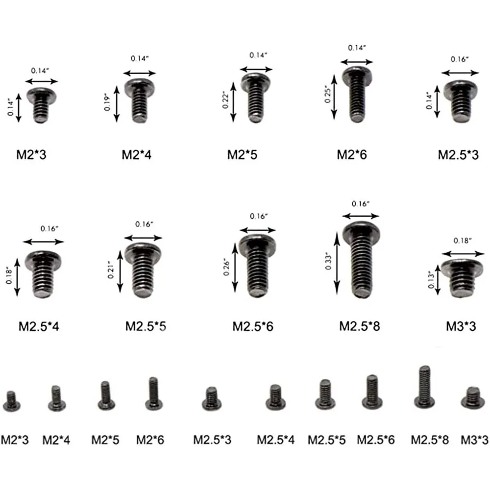 Juego de tornillos para ordenador portátil, accesorios de reparación de 500 piezas, M2, M2.5, M3, juego de tornillos para PC, Mini Phillips de acero al carbono - imagen 4