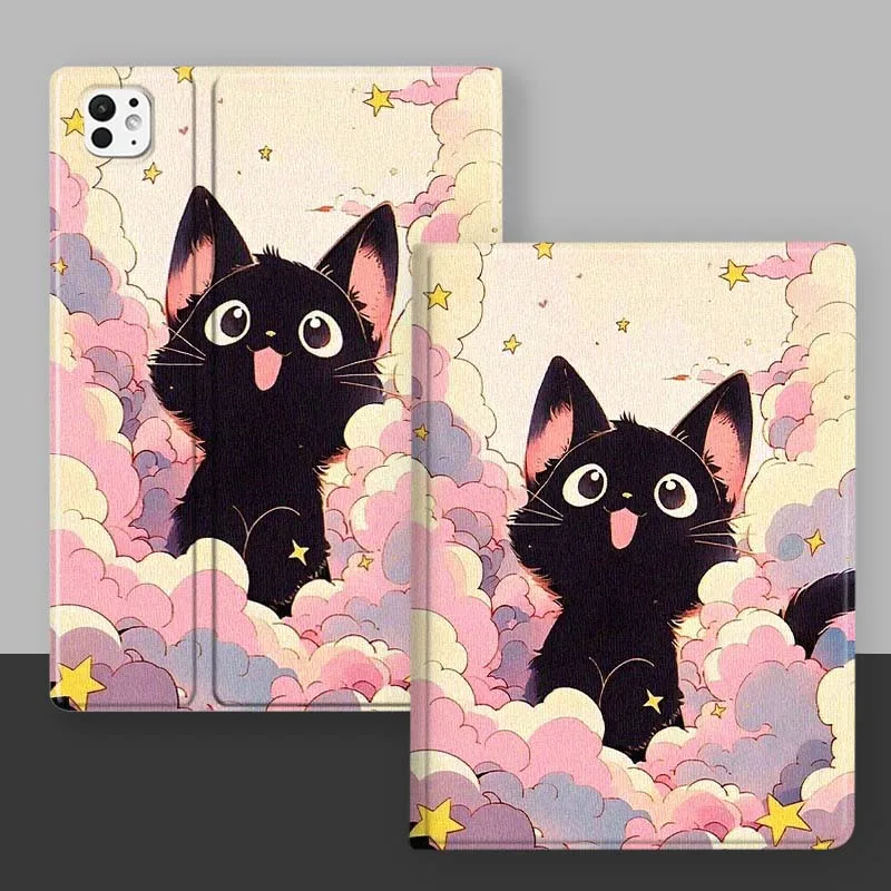 Diseño bonito de dibujos animados de gato para iPad Pro Mini 1 2 3 4 5 6 7 7ta generación 12,9 10,5 13 11 7,9 8,3 M4 pulgadas funda para tableta - imagen 3