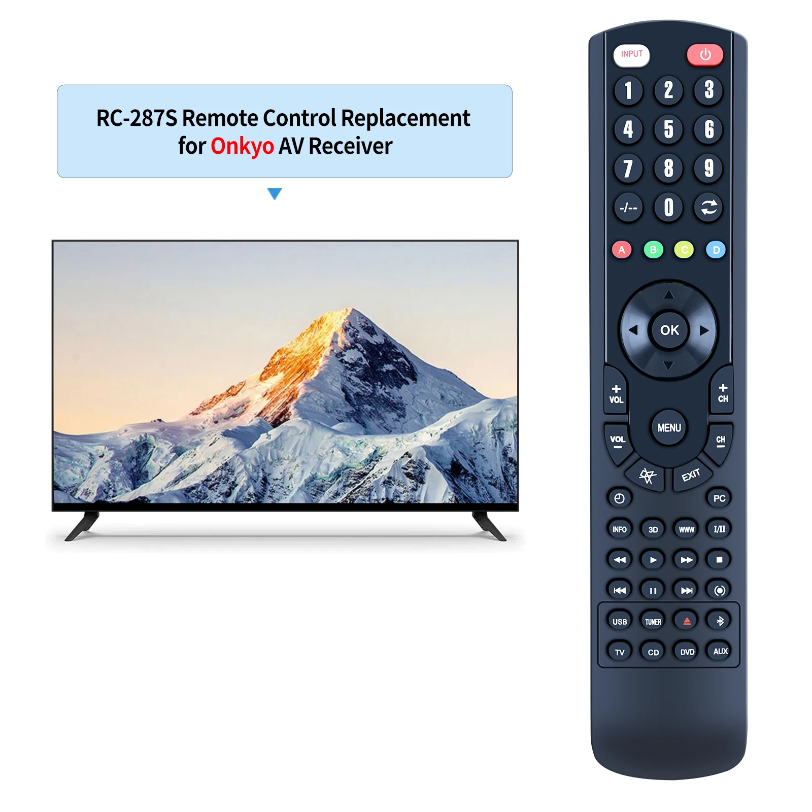 Receptor AV para Onkyo RC-287S, reemplazo de Control remoto, TX-SV535, A-SV620, TX-SV525R - imagen 2