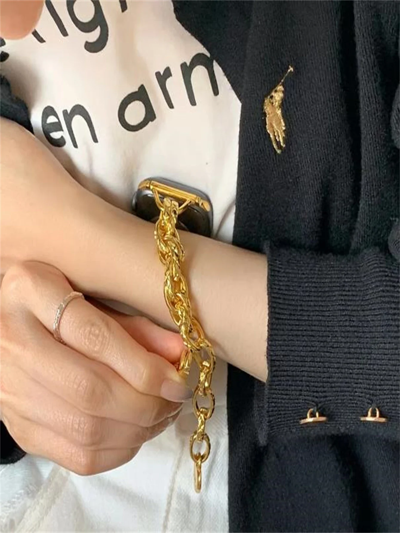 Correa de acero inoxidable para Apple Watch, cadena de doble fila para Apple Watch Series Ultra Se 8, 7, 6, 5, 4, 42, 44, 45, 49mm, 38, 40, 41mm, 1 unidad/3/2/1 - imagen 4