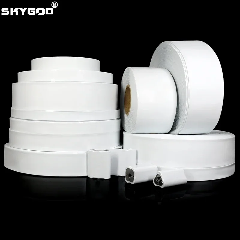 Paquete de batería de tubo termorretráctil de PVC 18650, ancho blanco 29,5mm ~ 250mm, película de protección aislada, envoltura de funda de litio, funda de Cable