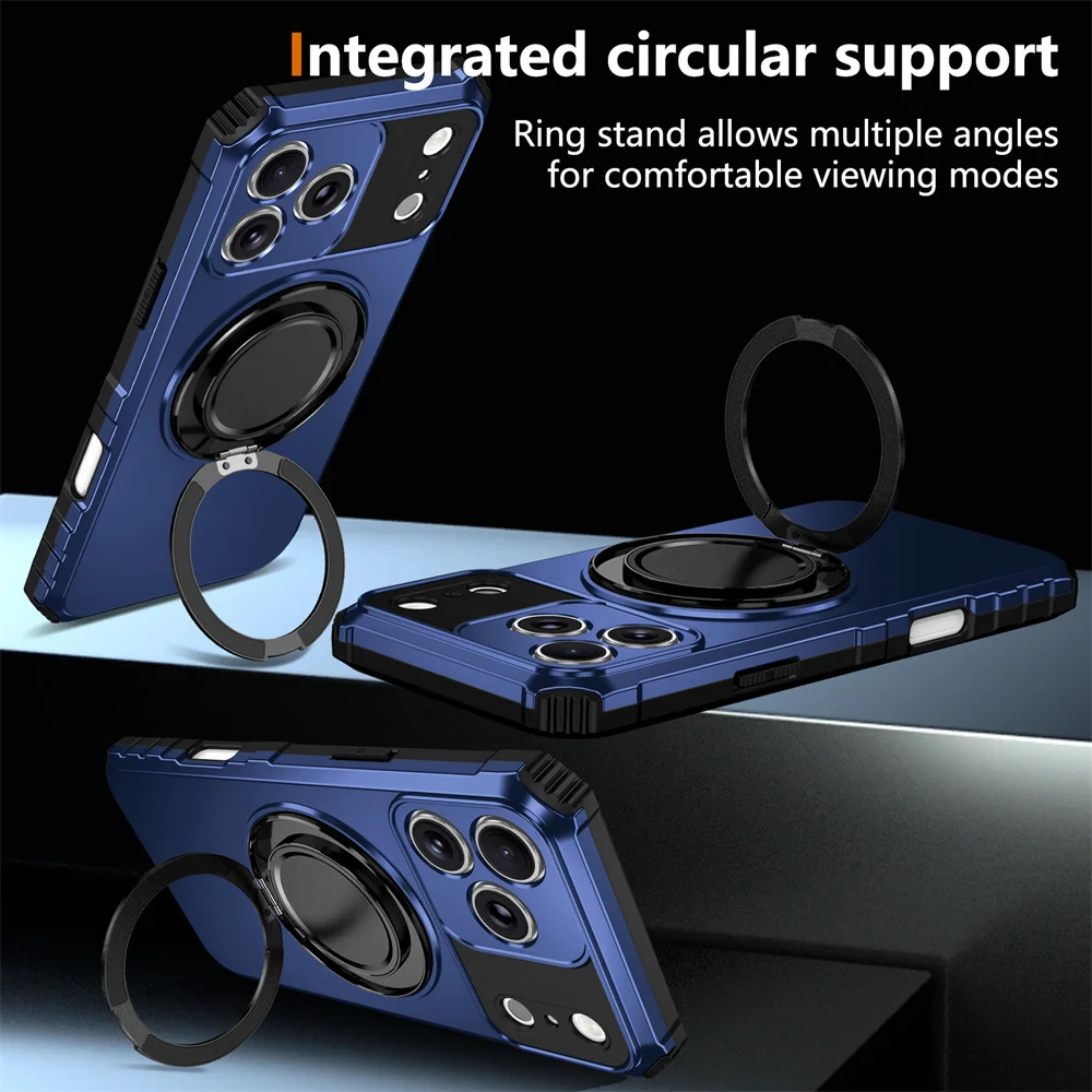 Funda de teléfono con soporte plegable magnético con imán giratorio de armadura de lujo para iPhone 17 16 15 14 13 12 11 Pro Max cubierta de parachoques a prueba de golpes - imagen 2