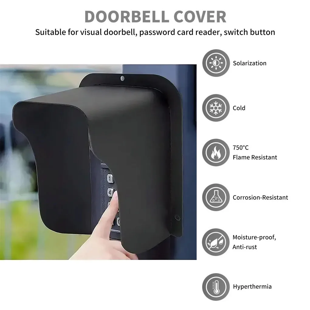 Cubierta impermeable para la lluvia del timbre, cubierta antideslumbrante para el sistema de control de acceso de la cubierta del timbre para cerradura de huellas dactilares, teclado al aire libre