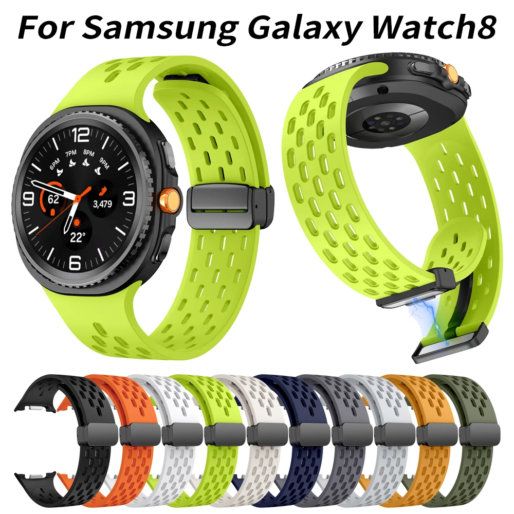 Correa de silicona con hebilla magnética sin huecos para Samsung Galaxy Watch8 Classic, correa de 46mm para Samsung Watch8 44 40mm