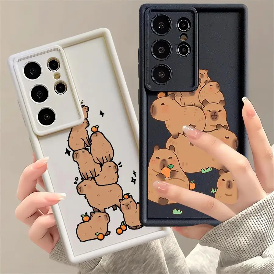 Funda de teléfono para Samsung Galaxy S22 S25 Ultra S24 FE S25 S23 Plus S24 Note 20 Ultra S23 S21 S20 TPU suave capibara dibujos animados lindo